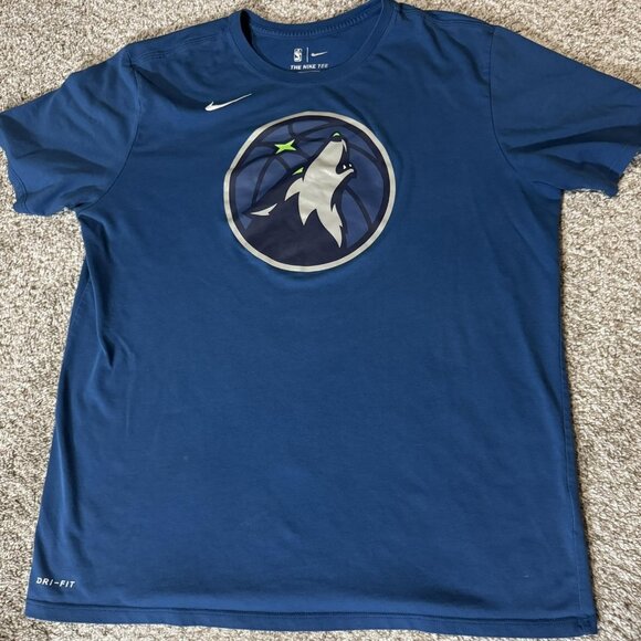 Minnesota Timberwolves Shirt Mens XL Blue NBA Basketball Dri-FIT Tee Team Nike - Picture 1 of 7